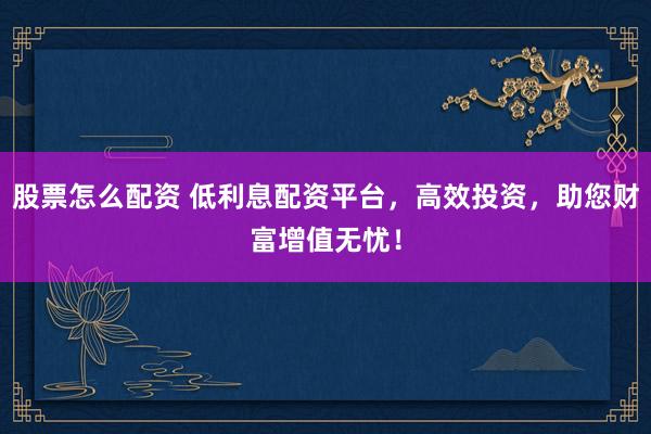 股票怎么配资 低利息配资平台，高效投资，助您财富增值无忧！