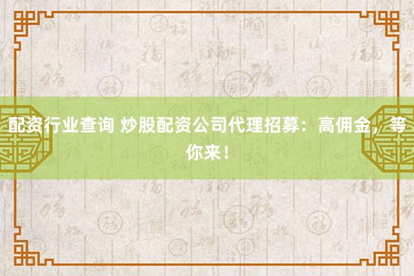配资行业查询 炒股配资公司代理招募：高佣金，等你来！