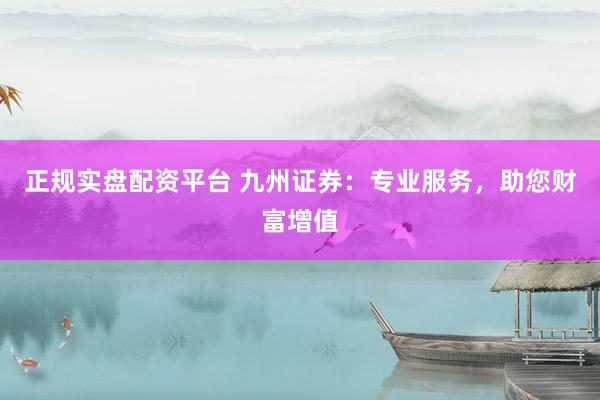 正规实盘配资平台 九州证券：专业服务，助您财富增值