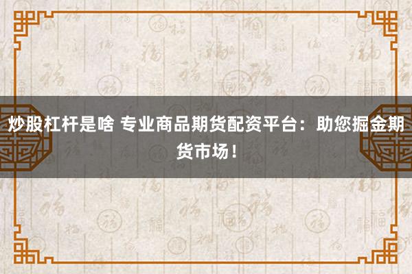 炒股杠杆是啥 专业商品期货配资平台：助您掘金期货市场！