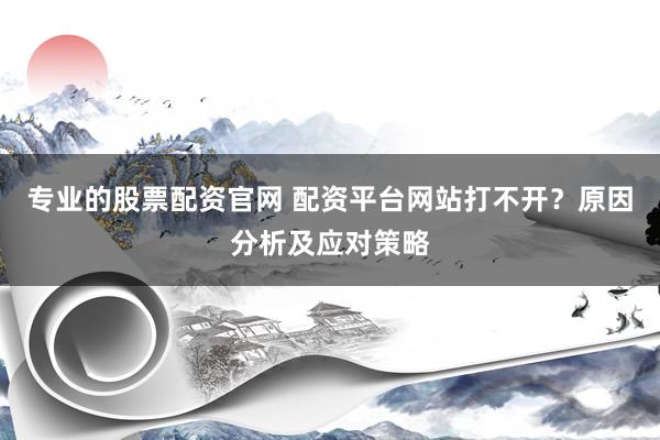 专业的股票配资官网 配资平台网站打不开？原因分析及应对策略