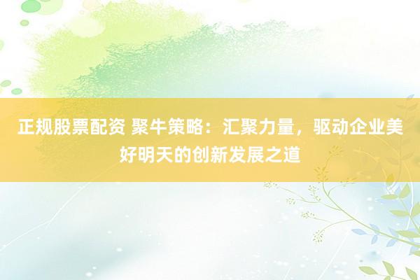 正规股票配资 聚牛策略：汇聚力量，驱动企业美好明天的创新发展之道