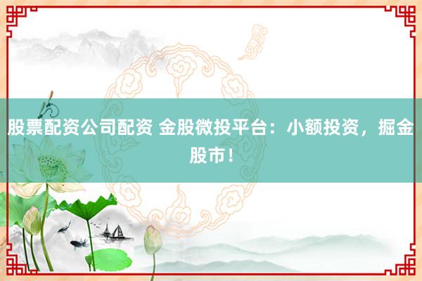 股票配资公司配资 金股微投平台：小额投资，掘金股市！