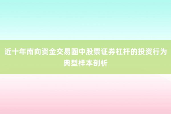 近十年南向资金交易圈中股票证券杠杆的投资行为典型样本剖析