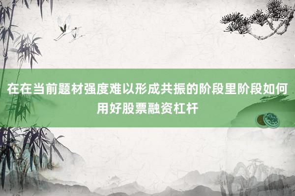 在在当前题材强度难以形成共振的阶段里阶段如何用好股票融资杠杆