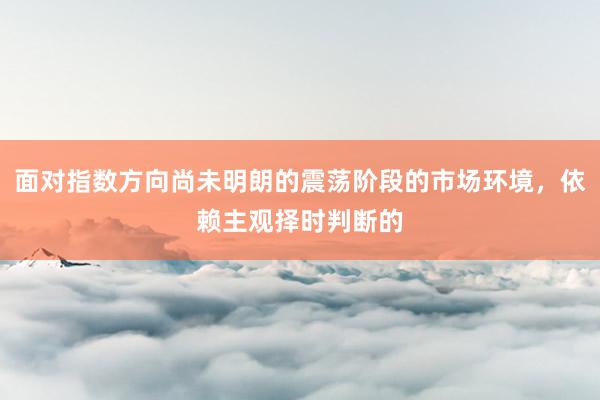 面对指数方向尚未明朗的震荡阶段的市场环境，依赖主观择时判断的