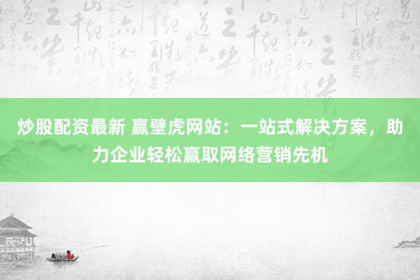 炒股配资最新 赢壁虎网站：一站式解决方案，助力企业轻松赢取网络营销先机
