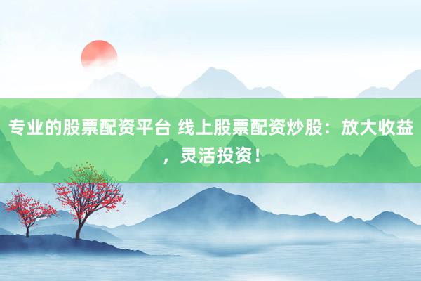 专业的股票配资平台 线上股票配资炒股：放大收益，灵活投资！