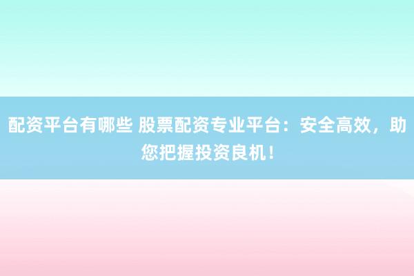 配资平台有哪些 股票配资专业平台：安全高效，助您把握投资良机！