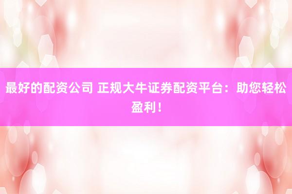 最好的配资公司 正规大牛证券配资平台:助您轻松盈利!