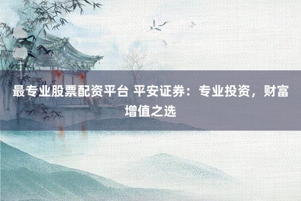 最专业股票配资平台 平安证券:专业投资,财富增值之选