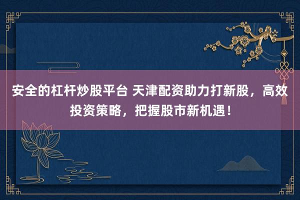 安全的杠杆炒股平台 天津配资助力打新股，高效投资策略，把握股市新机遇！